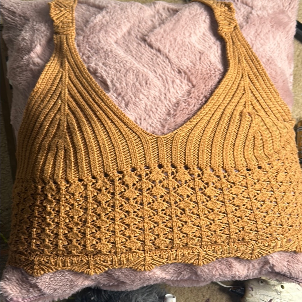 Mustard Yellow Knit Crop Top